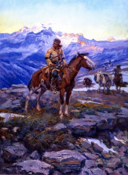Indiana Cowboy Painting - free trappers 1911 Charles Marion Russell Indiana cowboy